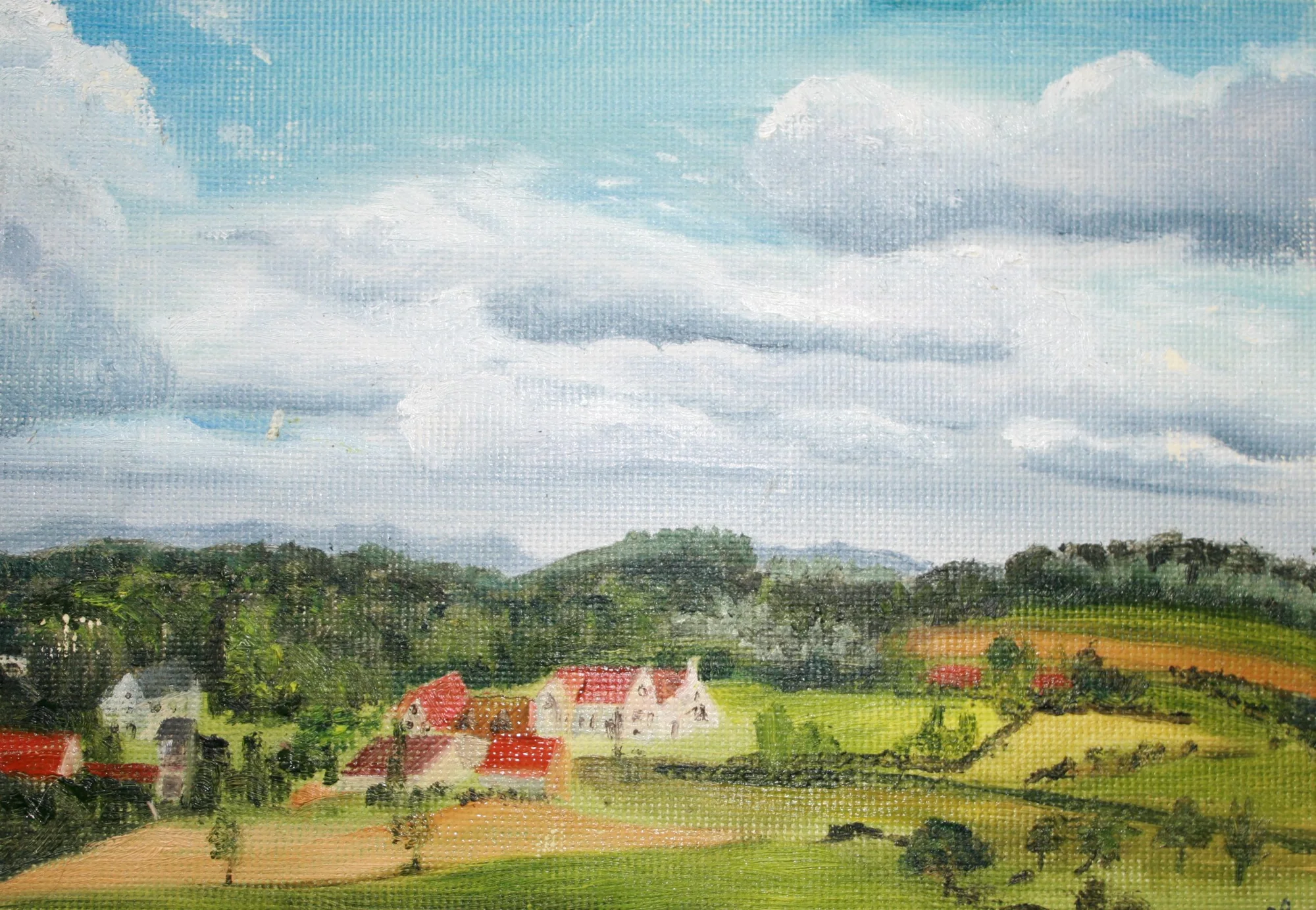 Frankrijk, Landschapje Normandië — schilderij van Jeanne Thijssen