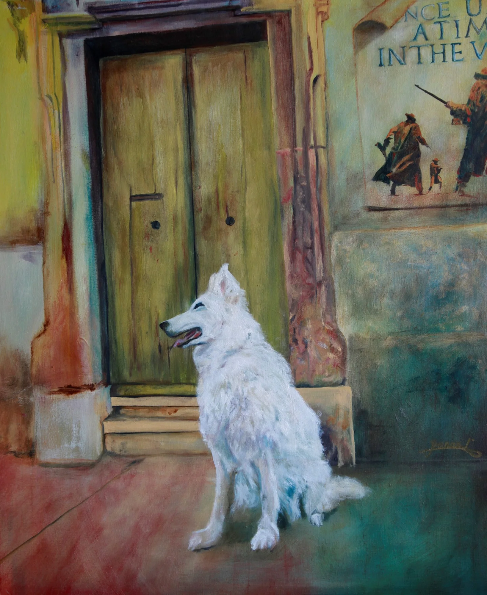 Italië, Oude deur in Verona — schilderij van Jeanne Thijssen